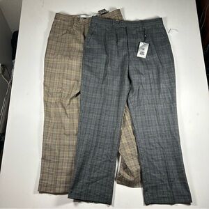 Stacy Adams Pants Mens 38x32 Plaid Rayon Dress Pants Lot 2 MSRP $160 New /w TAGS
